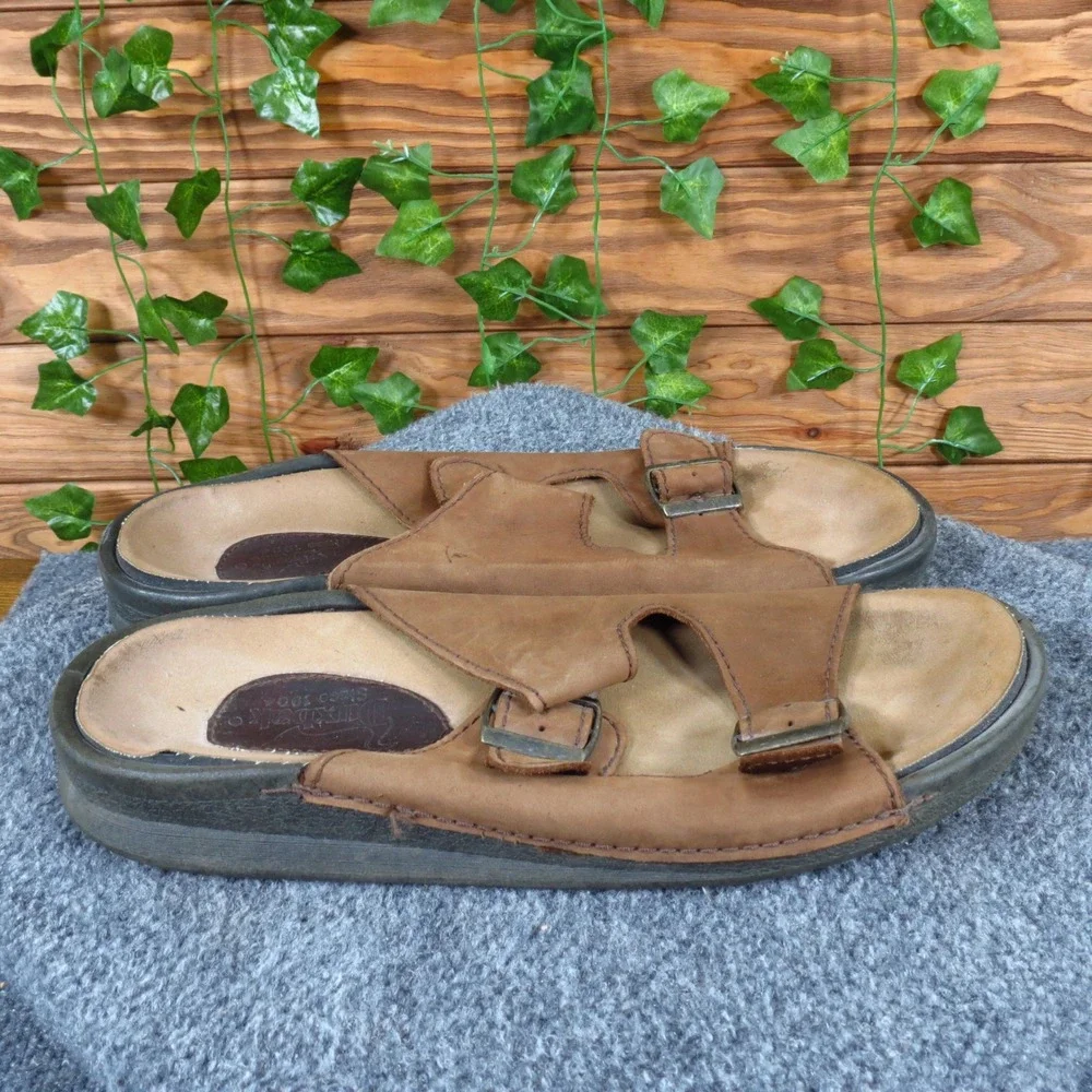 Duxbak‎ Taylor Mens Leather Mule Sandal Size 11 Brown Adjustable Buckle Casual